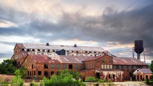rusted building