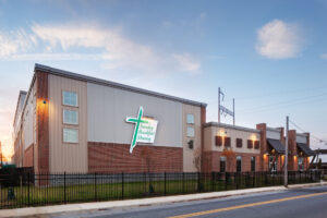 Pre-engineered building with hybrid brick facade
